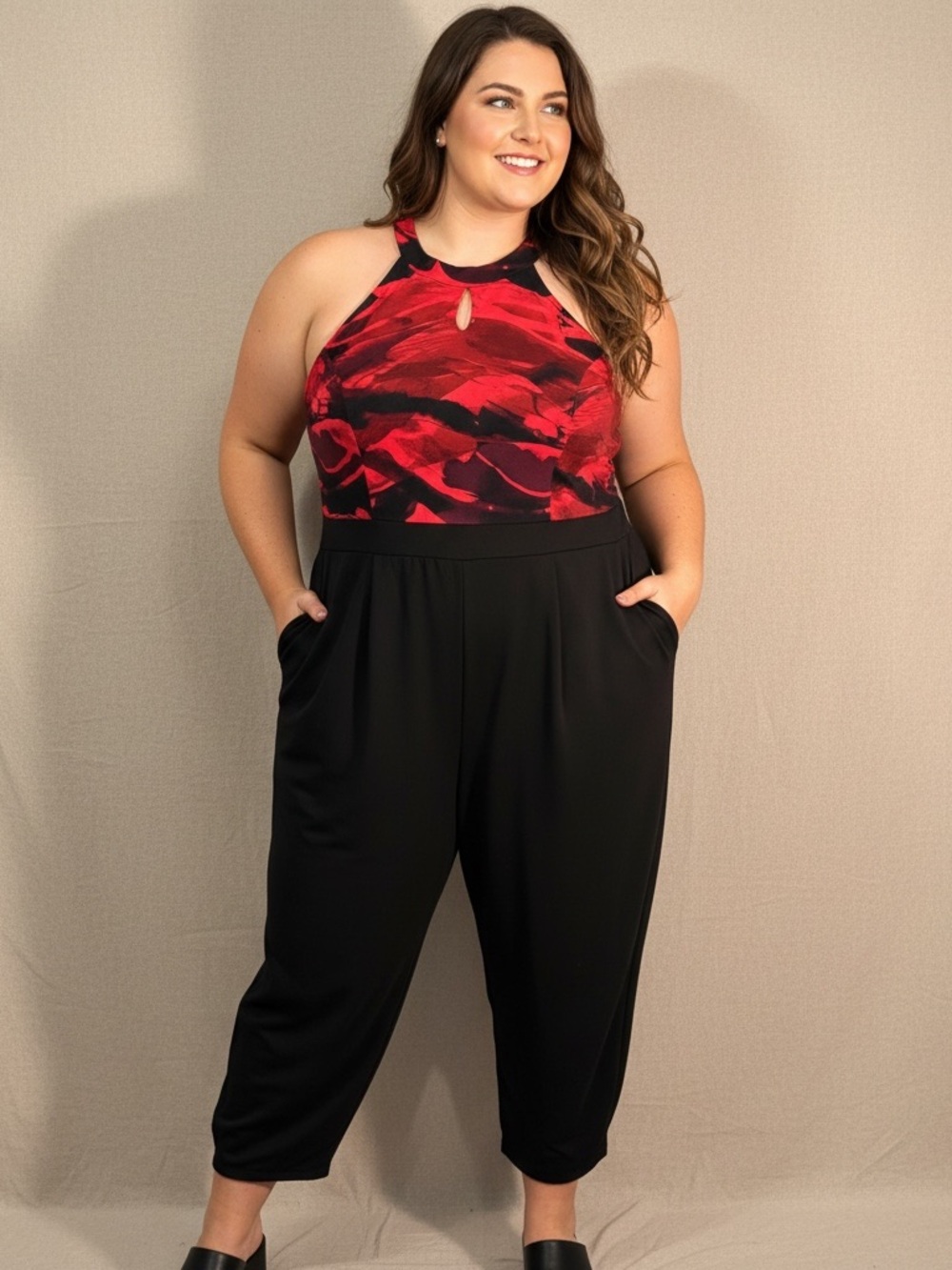 Torrid 4X High Neck Sleeveless Jumpsuit Red & Black 4 4x 26 #A42349